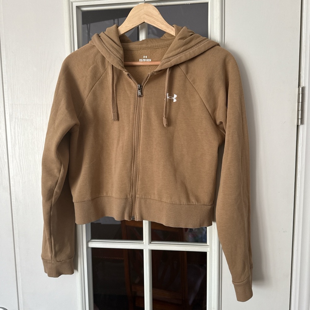 Under Armour Tan Light Fleece Crop Hoodie XS